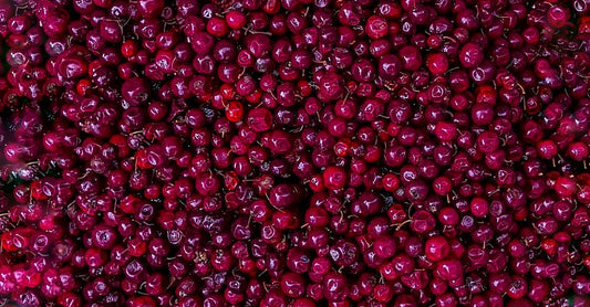 Fresh red cranberries seen from above