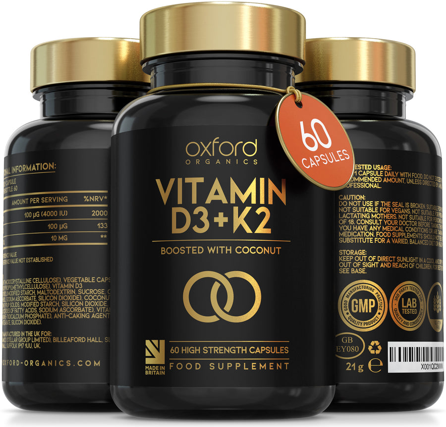 Vitamin D3 K2 Capsules - 4000 IU Vitamin D & 100mcg Vitamin K MK7 | 60 Capsules