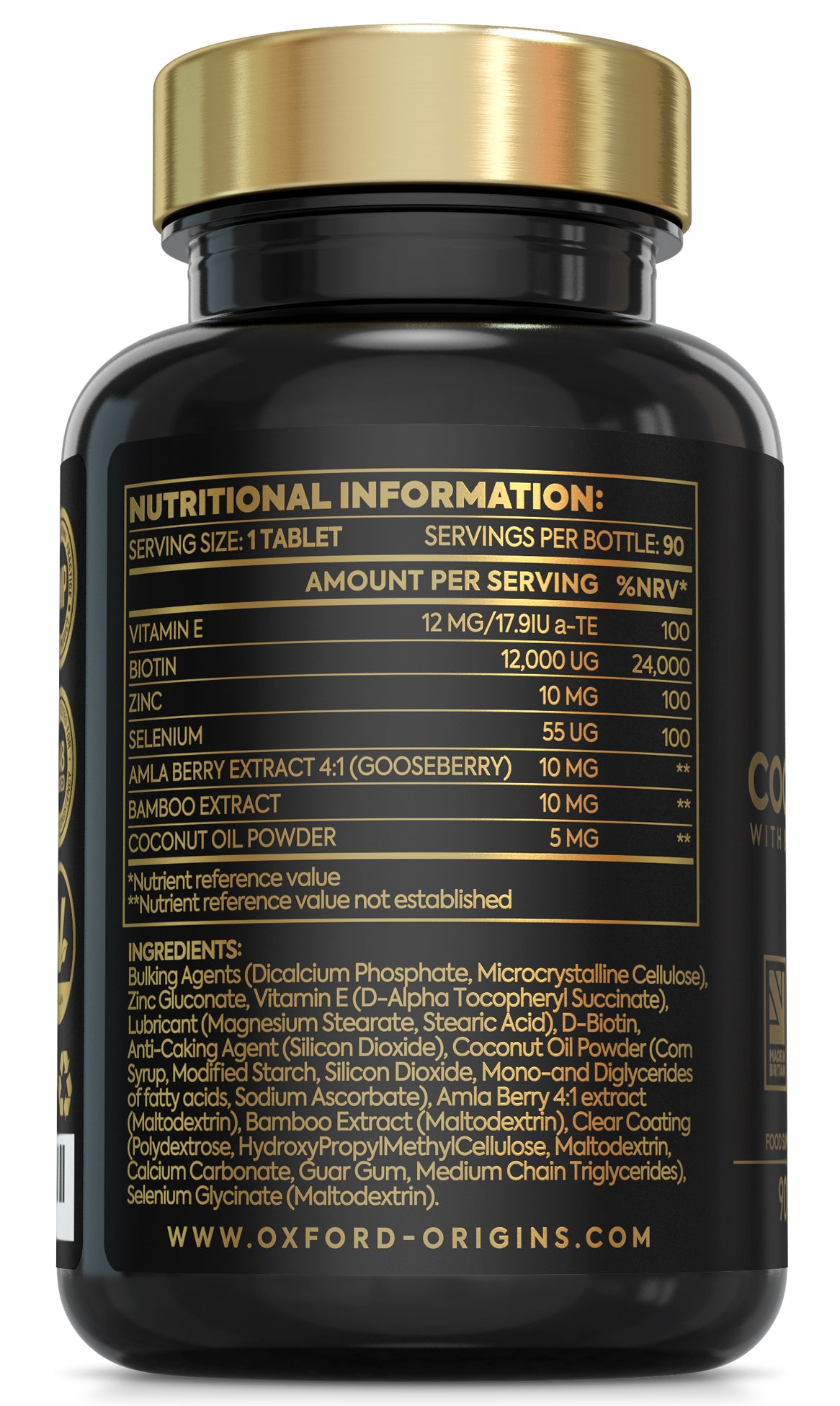 Biotin Hair Growth Supplement 12,000mcg | Superfood Boosted Complex w/ Coconut, Zinc, Vitamin E, Gooseberry & Bamboo | 90 Tablets