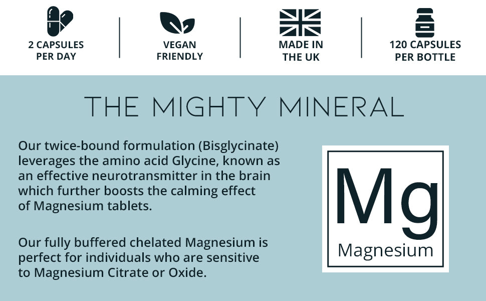 Advanced Magnesium Glycinate, 300mg Elemental Magnesium per serving | 120 Capsules