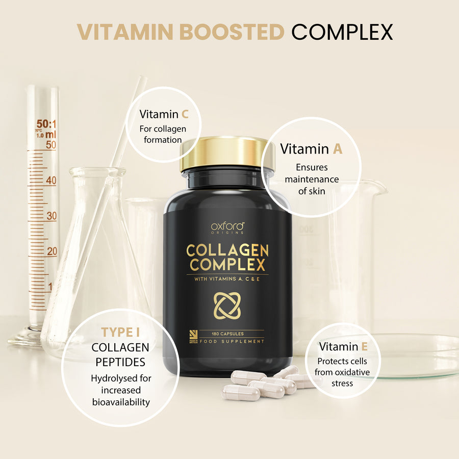 Advanced Collagen Complex | 1593mg Vitamin Boosted Complex for Hair, Skin & Nails | 180 Capsules
