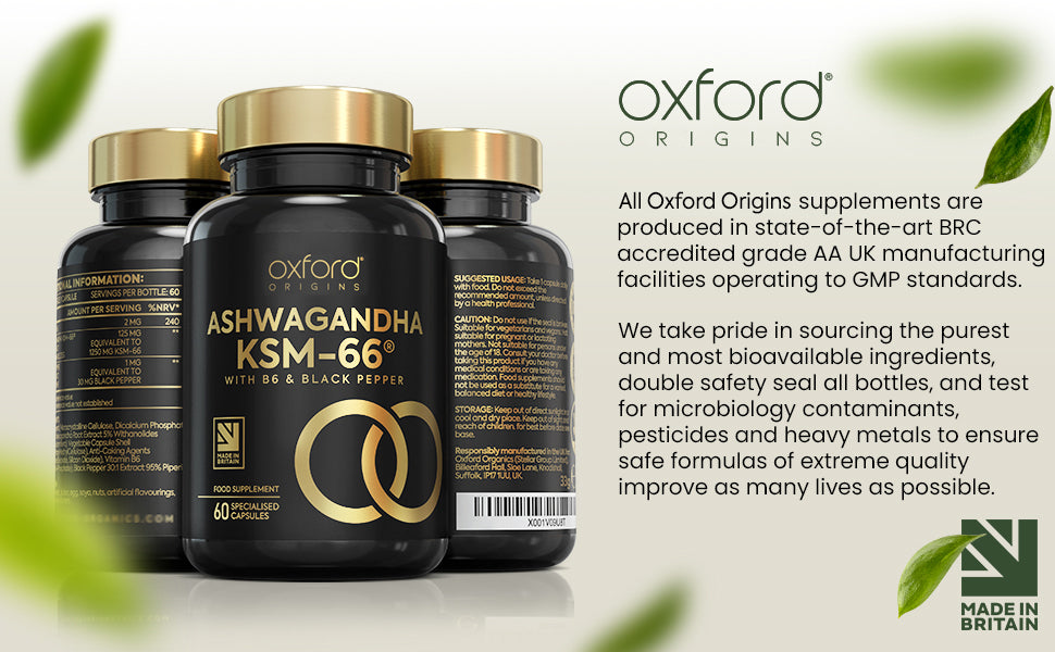 Ashwagandha KSM 66 | Premium One per Day Formulation | High Strength KSM 66 Boosted with Vitamin B6 & Black Pepper | 60 Capsules
