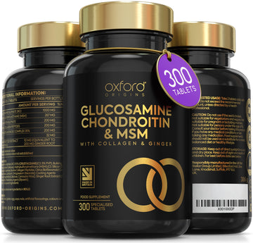Glucosamine, Chondroitin & MSM with Collagen, Citrus Bioflavonoid and Ginger Root Extract | 300 Tablets