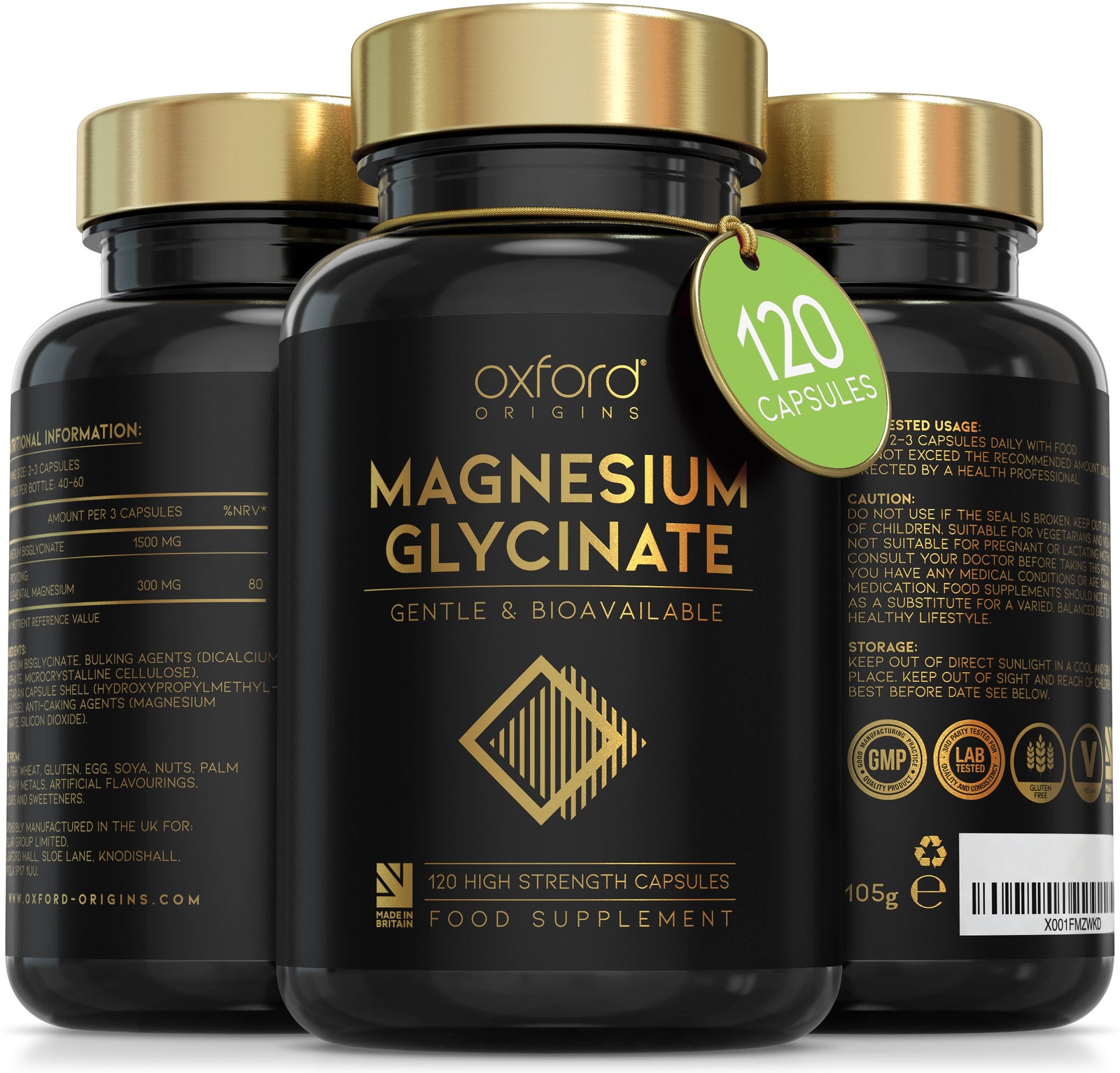 Advanced Magnesium Glycinate, 300mg Elemental Magnesium per serving | 120 Capsules