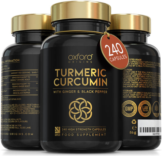 Advanced Turmeric Capsules High Strength 3000mg, Ginger & Black Pepper | 240 Capsules