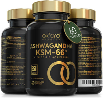 Ashwagandha KSM 66 | Premium One per Day Formulation | High Strength KSM 66 Boosted with Vitamin B6 & Black Pepper | 60 Capsules