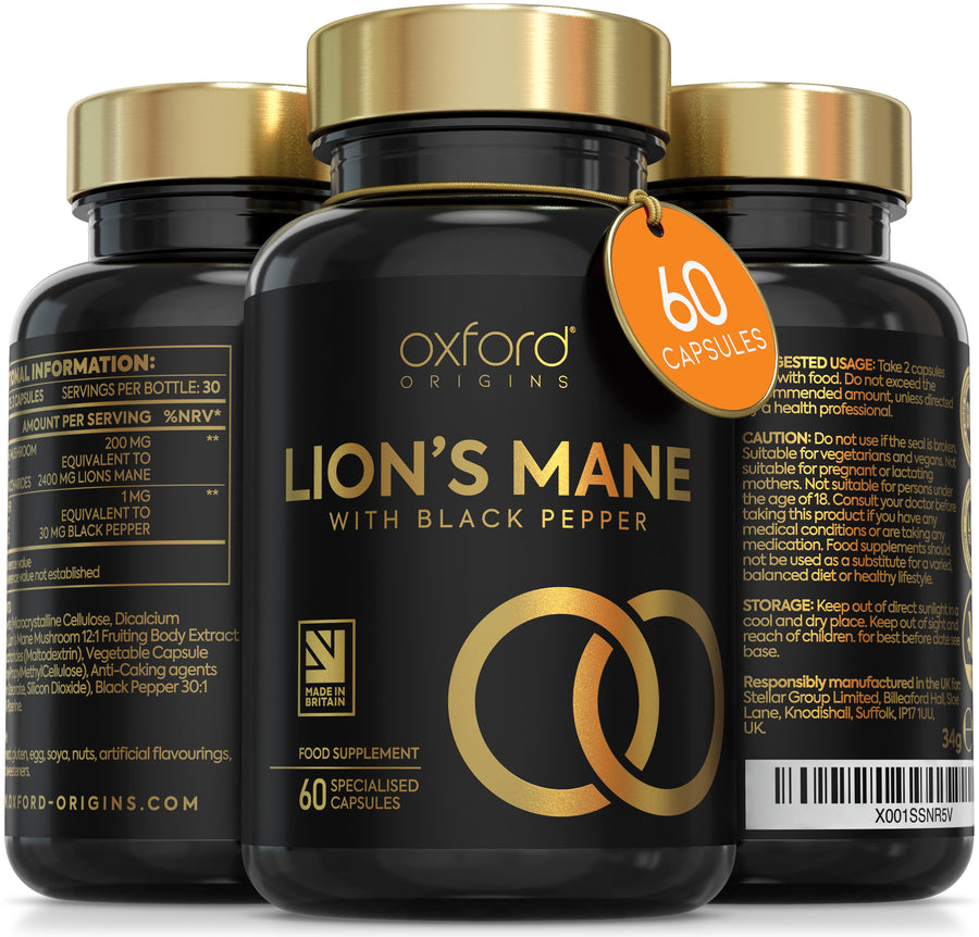 Advanced Lions Mane Mushroom 2400mg with Black Pepper | 60 Capsules