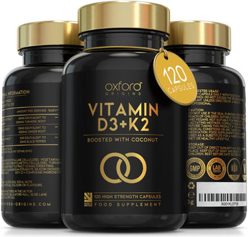 Vitamin D3 and K2 Capsules - 4000 IU Vitamin D & 100mcg Vitamin K MK7 - Boosted with Coconut MCTs