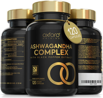 Ashwagandha Capsules 1200mg | High Strength Ashwagandha Powder Root Extract Boosted with Black Pepper | 120 Capsules