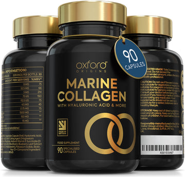 Advanced Marine Collagen Complex | 1735mg Superfood & Vitamin Boosted Capsules for Glowing Hair, Skin & Nails | 90 Capsules