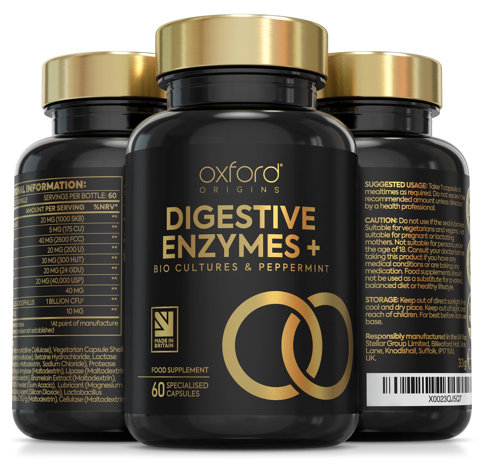 Digestive Enzymes with Probiotics & Peppermint Oil for Gut Health, Bloating and Gas