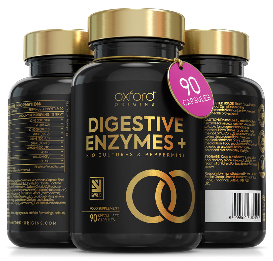 Digestive Enzymes with Probiotics & Peppermint Oil for Gut Health, Bloating and Gas