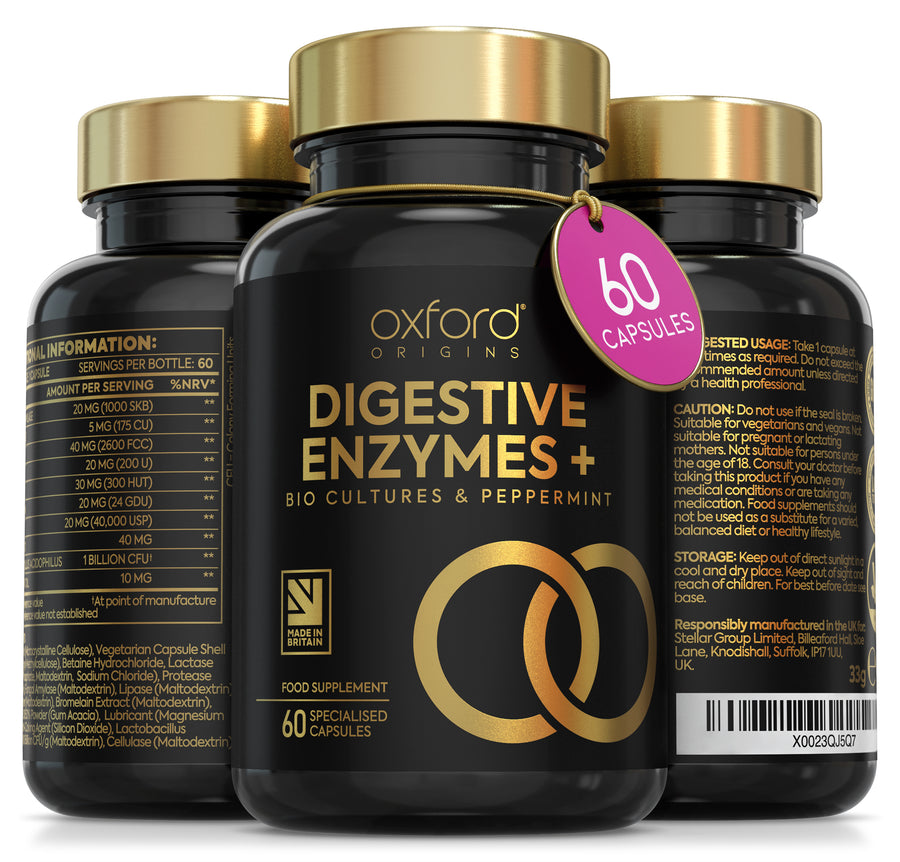 Digestive Enzymes with Probiotics & Peppermint Oil for Gut Health, Bloating and Gas