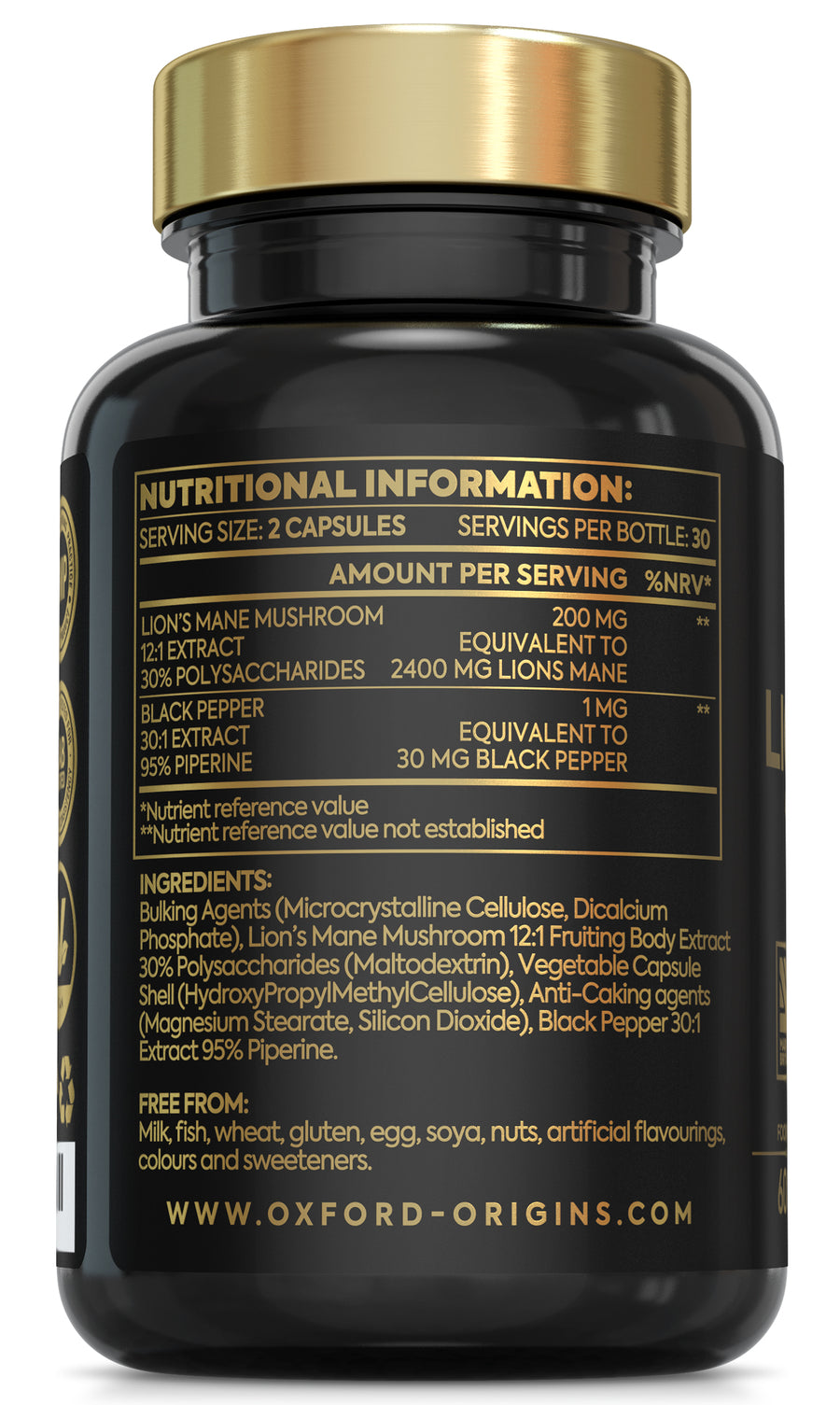 Advanced Lions Mane Mushroom 2400mg with Black Pepper | 60 Capsules