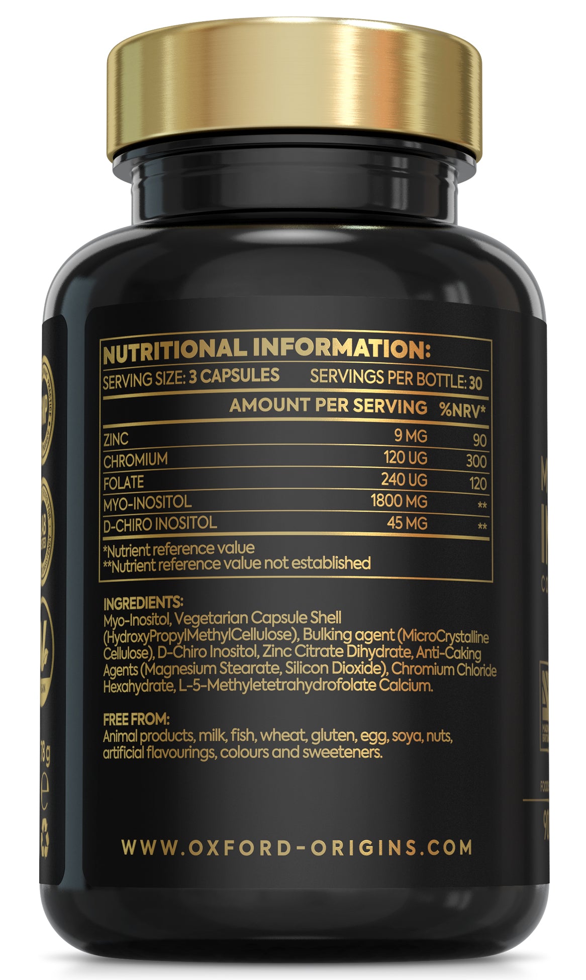 Myo-Inositol PCOS Supplement for Women with Myo & D-Chiro Inositol and Folic Acid | 90 Capsules