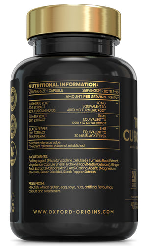 Advanced Turmeric and Black Pepper Capsules 4000mg ONE per Day with Ginger Root | 90 Capsules