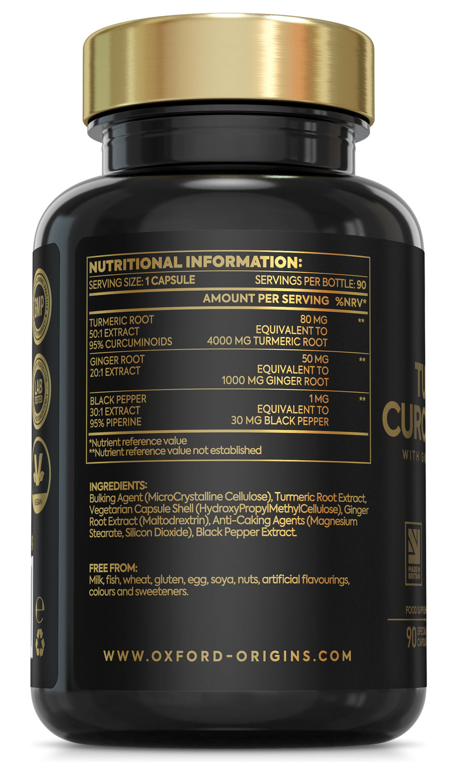Advanced Turmeric and Black Pepper Capsules 4000mg ONE per Day with Ginger Root | 90 Capsules