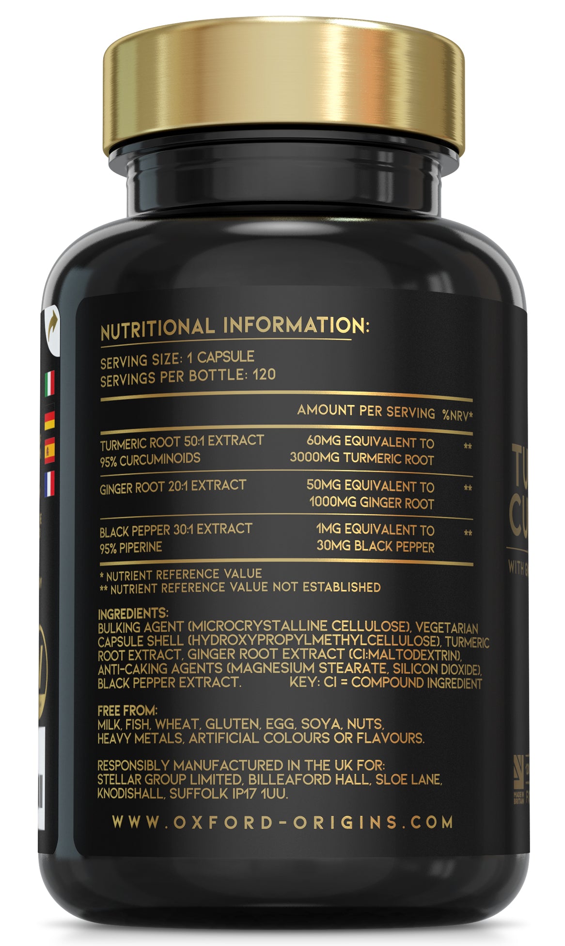 Advanced Turmeric Capsules High Strength 3000mg, Ginger & Black Pepper | 120 Capsules