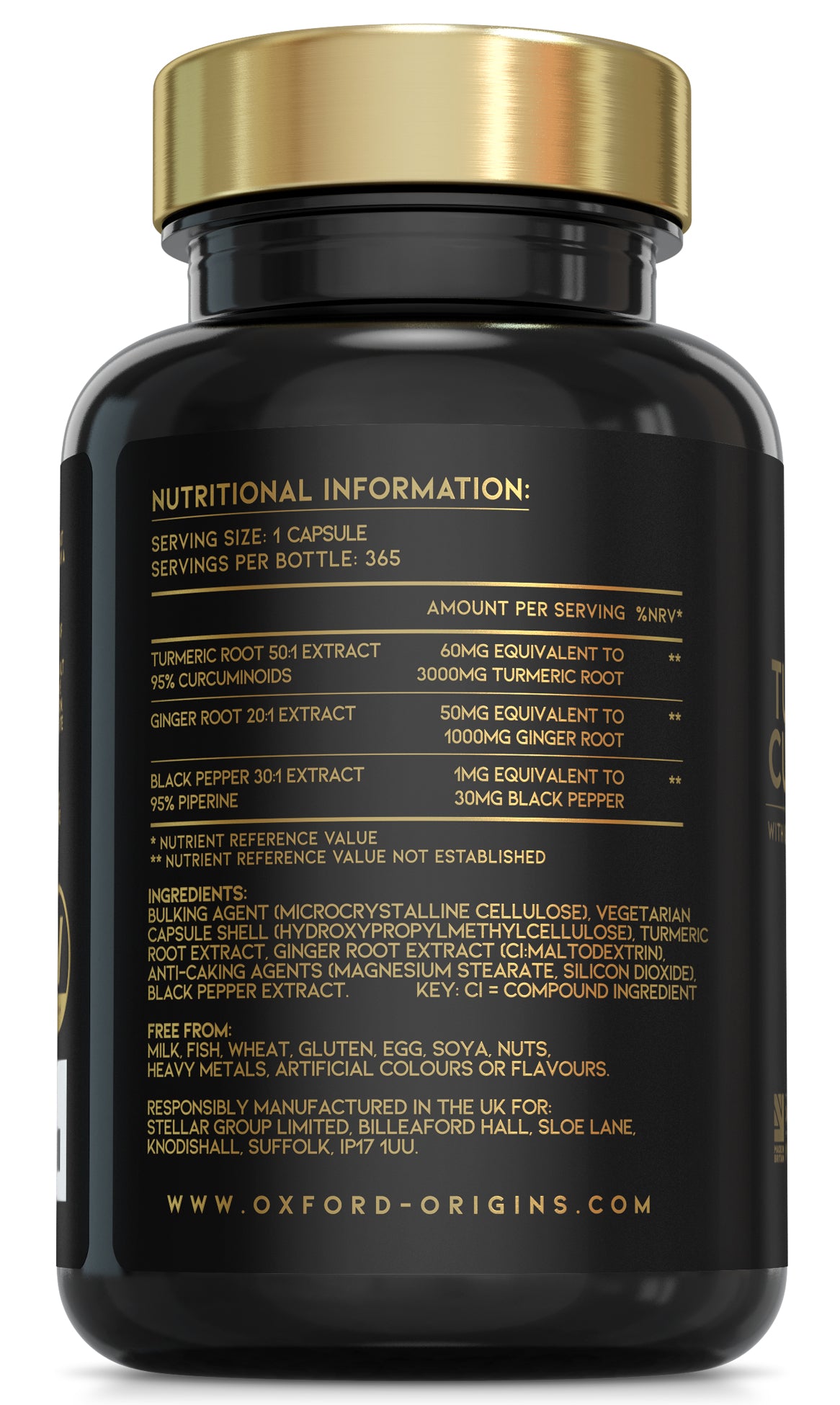 Advanced Turmeric Capsules High Strength 3000mg, Ginger & Black Pepper | 365 Capsules