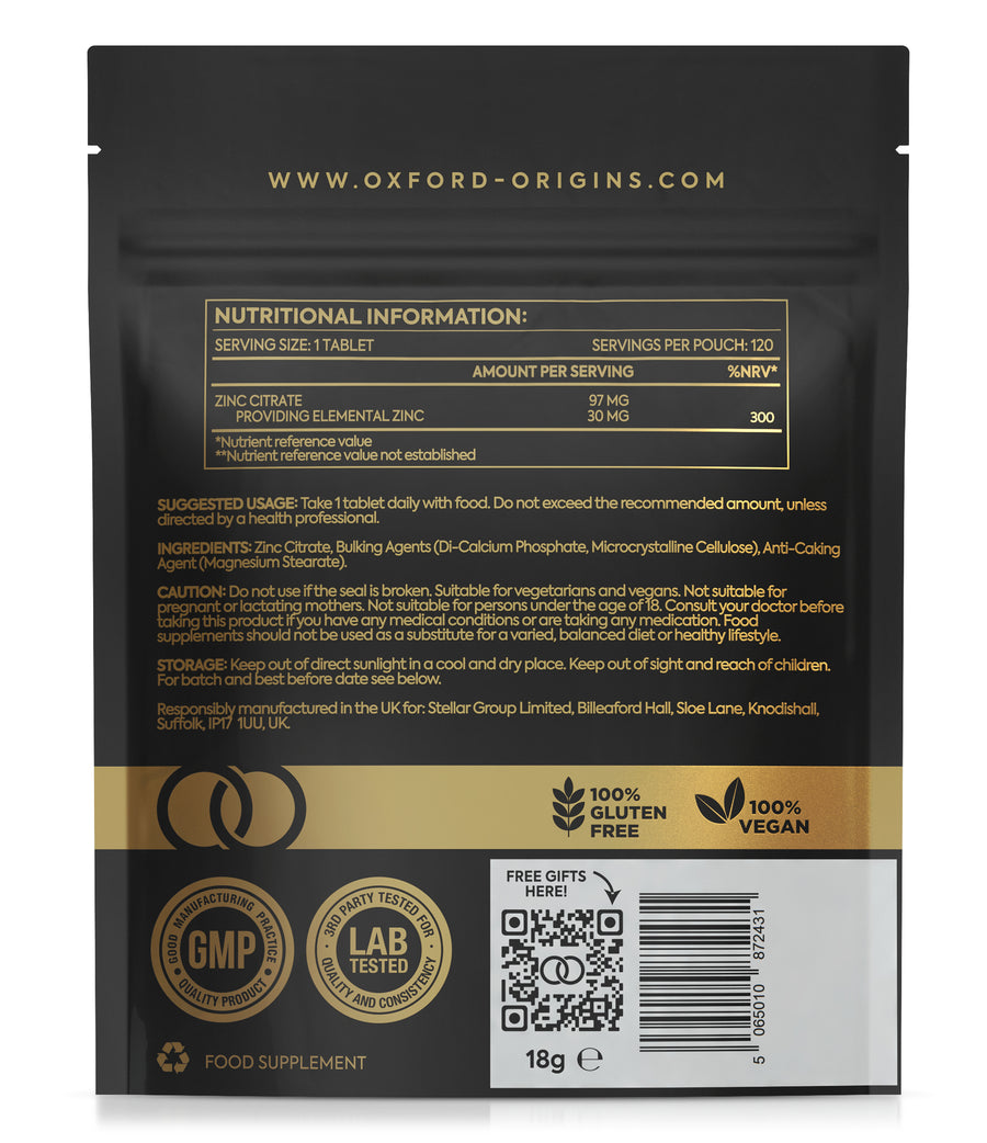 Micro Zinc Tablets 97mg | 120 Mini Tablets | 4-Month Supply | Made in UK
