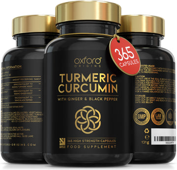 Advanced Turmeric Capsules High Strength 3000mg, Ginger & Black Pepper | 365 Capsules